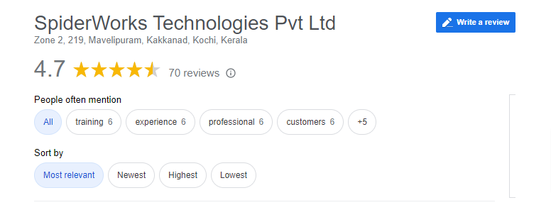 Spider Works Google Reviews