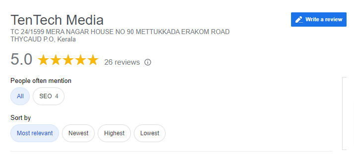 TenTech Media Google Reviews