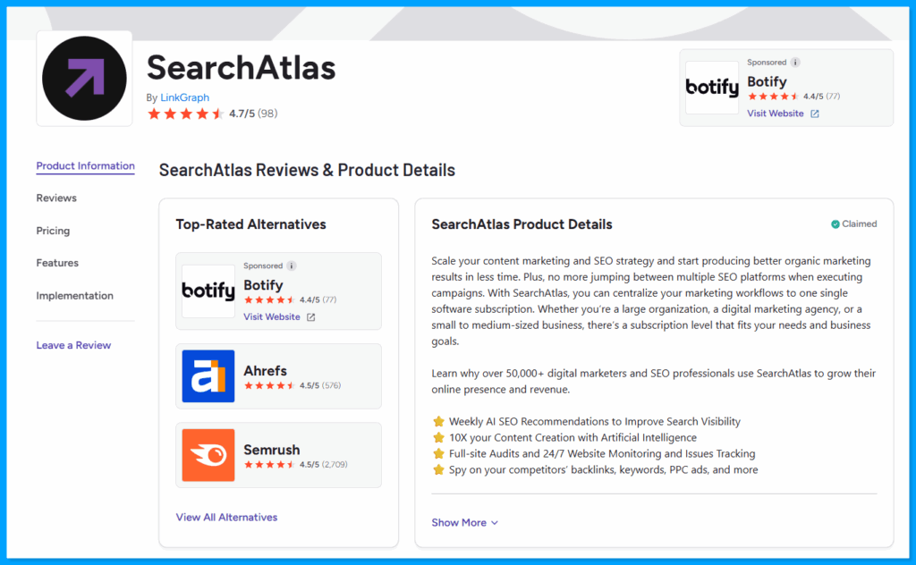 Review of Search Atlas on G2