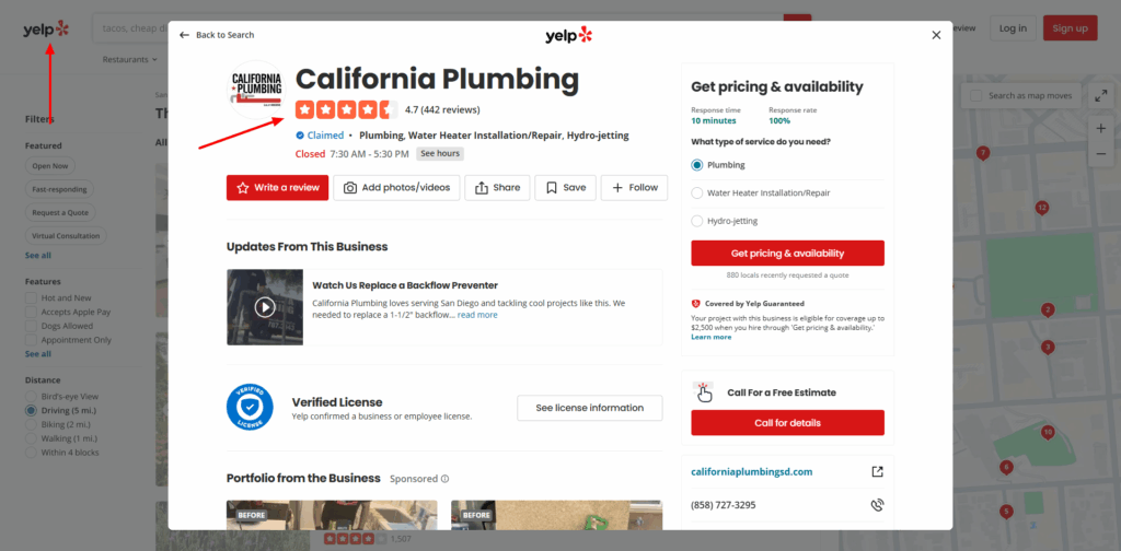 Reviews and Citations in Local Directories like Yelp is critical.